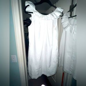 Trina Turk, Twin Falls White Ruffled shift dress. NWT